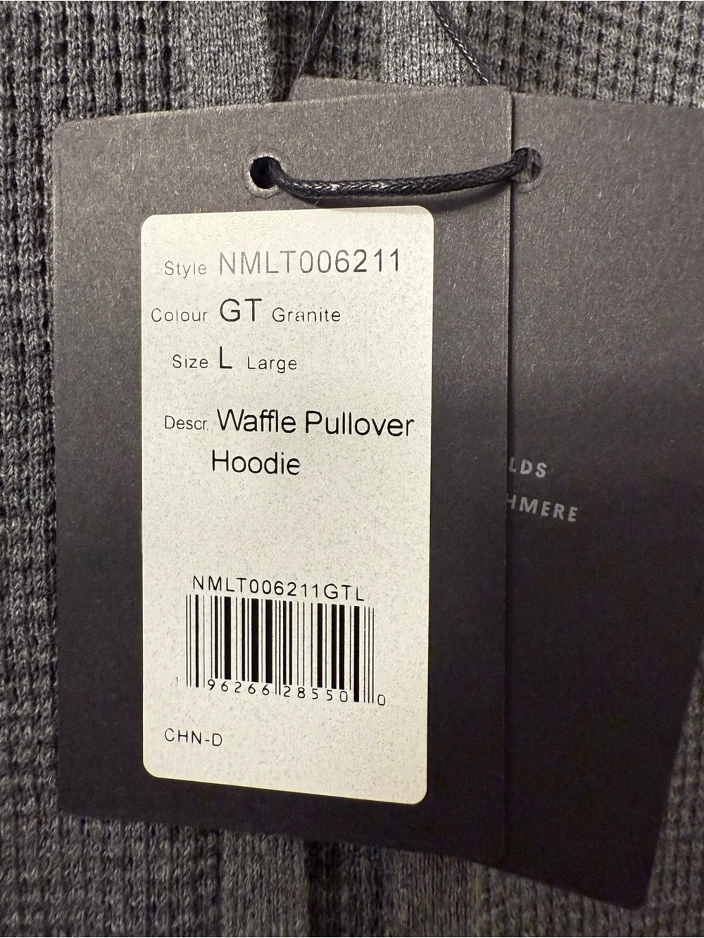 NAADAM  Cashmere Cotton Gray Waffle-Knit Crewneck Hoodie
